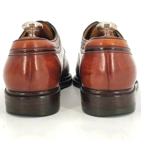 A. Testoni Italian Cognac Brown Leather Dress Shoes Cap-toe Derby Oxfords Mens 8 - Picture 6 of 11
